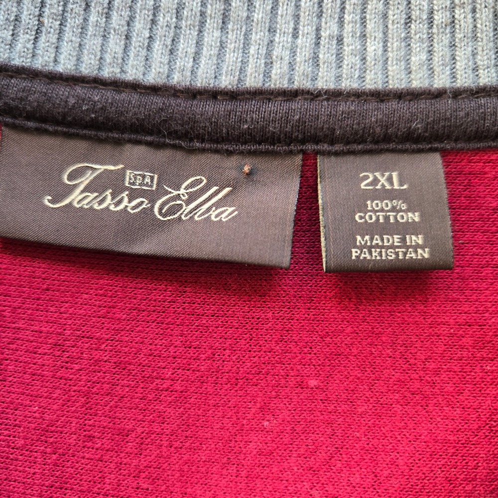 Tasso Elba Mens 2XL Burgundy 1/4 Zip Heavy Pullover Sweater Versatile Textured - Picture 2 of 8